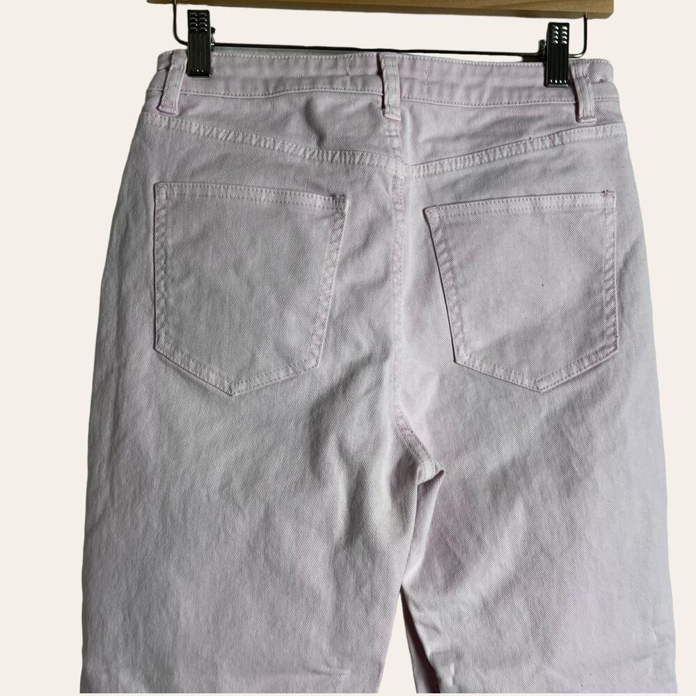 Something Navy Light Pink High Waist Straight Leg Raw Hem Jeans Size 6 - Picture 5 of 7
